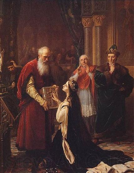 Jozef Simmler Queen Jadwiga's Oath. Norge oil painting art